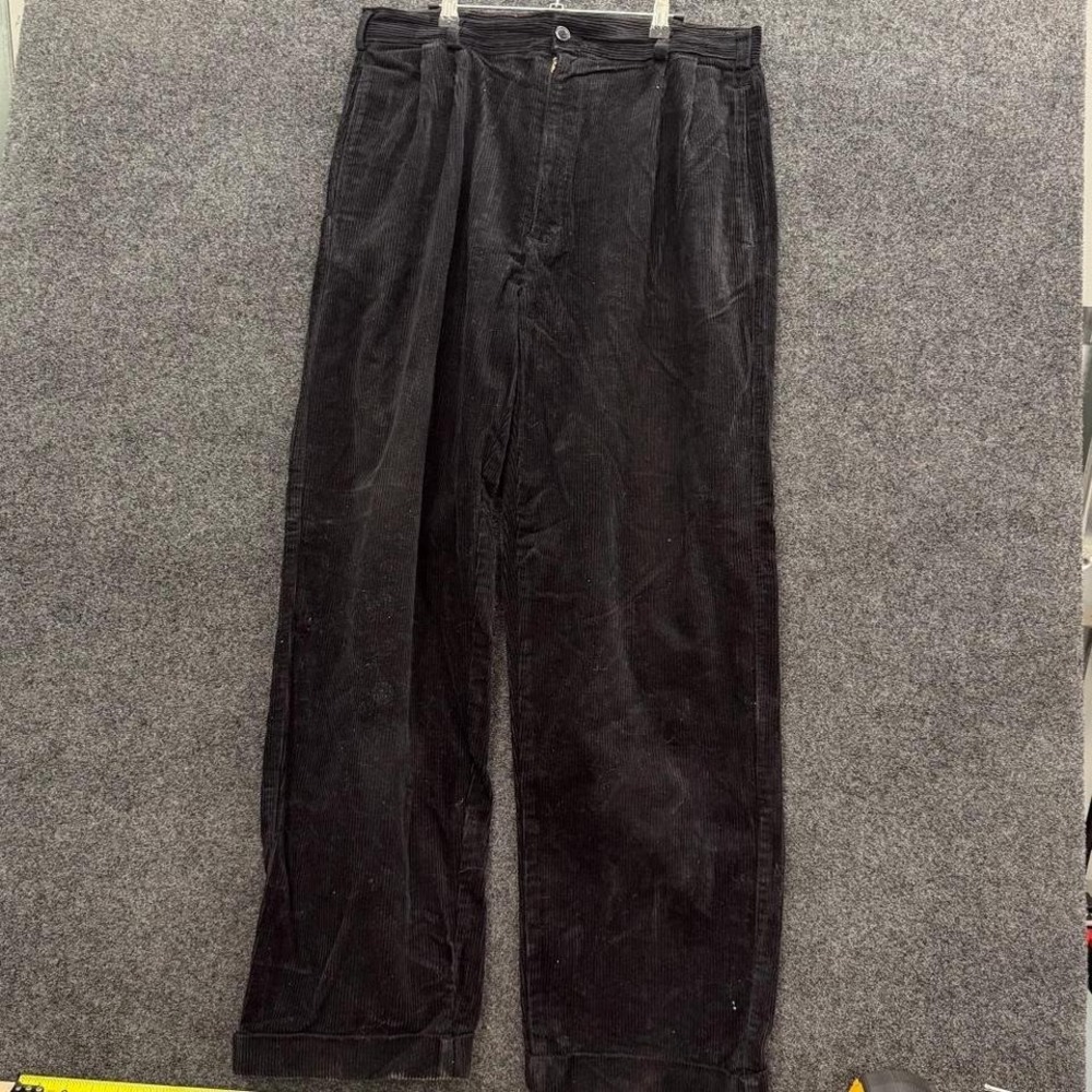 Trust Corduroy Pants Men's 36x34 Black Wide Leg Pleated Skater Trousers